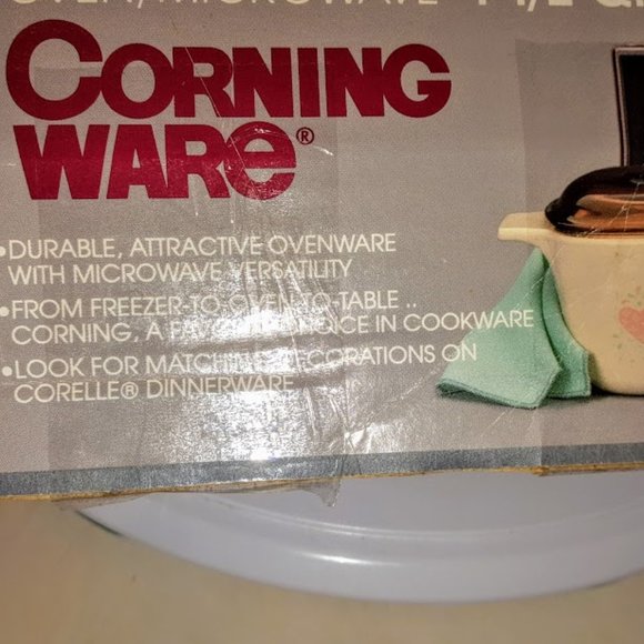 VINTAGE CORNINGWARE/NEW IN BOX!! FOREVER YOURS 1.5-quart Heart Dish w/lid - Picture 8 of 13